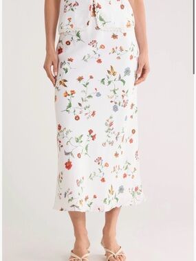 Jason Wu White Floral Midi Skirt